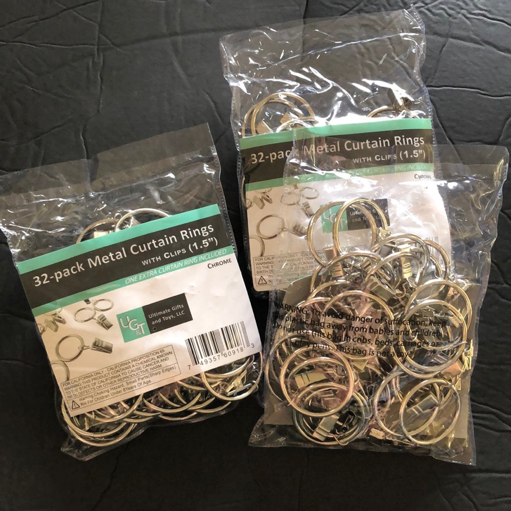 UG&T 2 Pk of 32pcs Metal Curtain Rings W/Clips…
